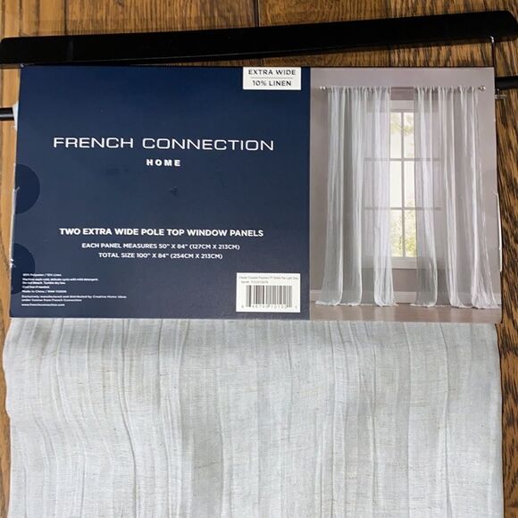 French Connection Charter Curtain Set of 2 Panels Semi Sheer  50 x 84 Linen - Picture 9 of 9